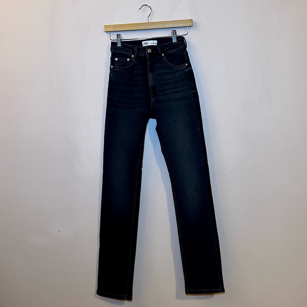 Zara - High Waist Full Length Straight Leg Jeans